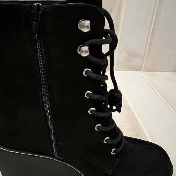 NWT Cool Planet Steve Madden Marsh Boots Black Wmn’s Sz 11 Sustainable Lug Sole - Picture 12 of 15